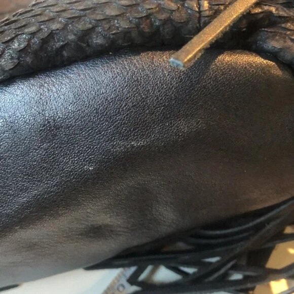 Ash Bo Black Python-Embossed Fringe Crossbody - Picture 11 of 15